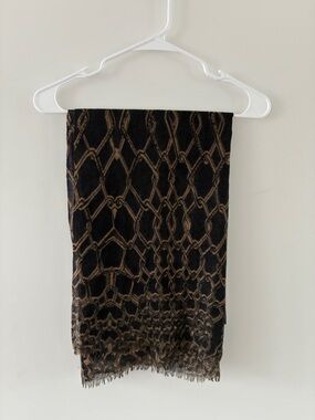 Marshalls Black and Brown Patterned Lightweight Scarf